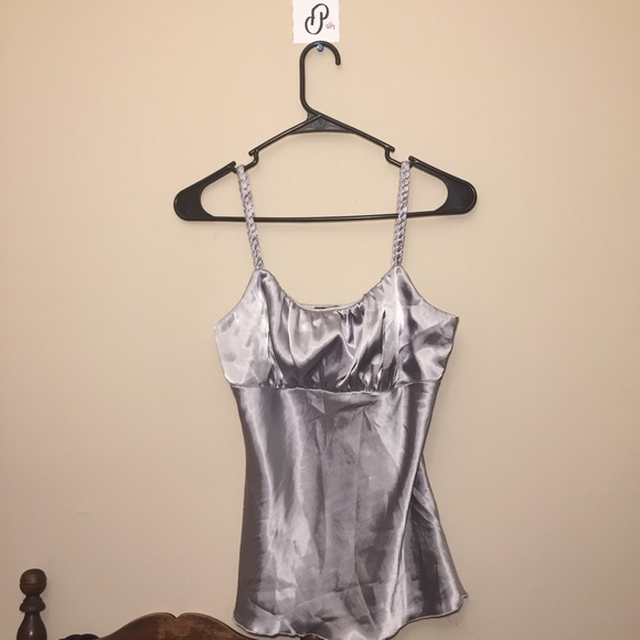 Byer California Tops - BYER CALIFORNIA Silver Satin Tank Top